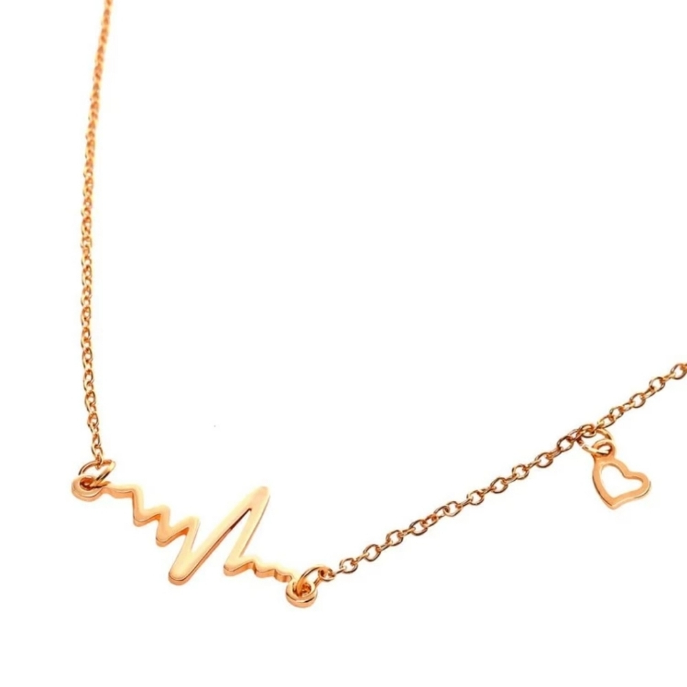 3/$21 Heartbeat Lifeline Gold Necklace - Picture 2 of 4